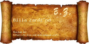 Billa Zaránd névjegykártya